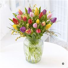 Mixed Tulip Vase with Chocolates