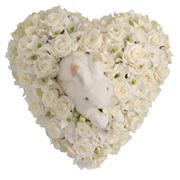 White Flower Heart with Soft Toy